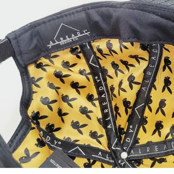 PLAYBOY FAUX LEATHER BILL BLACK ADJUSTABLE HAT - Picture 12 of 14